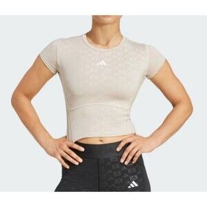 Adidas Hyperglam Training Emboss Tee Size M Beige